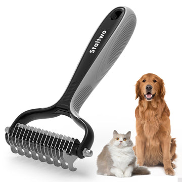 Staltwo Pet Grooming Supplies - 2-in-1 Professional Undercoat Rake and Pet Brush