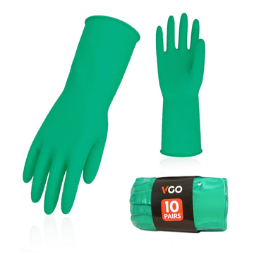 Vgo... 10-Pairs Reusable Household Gloves, Rubber Dishwashing gloves