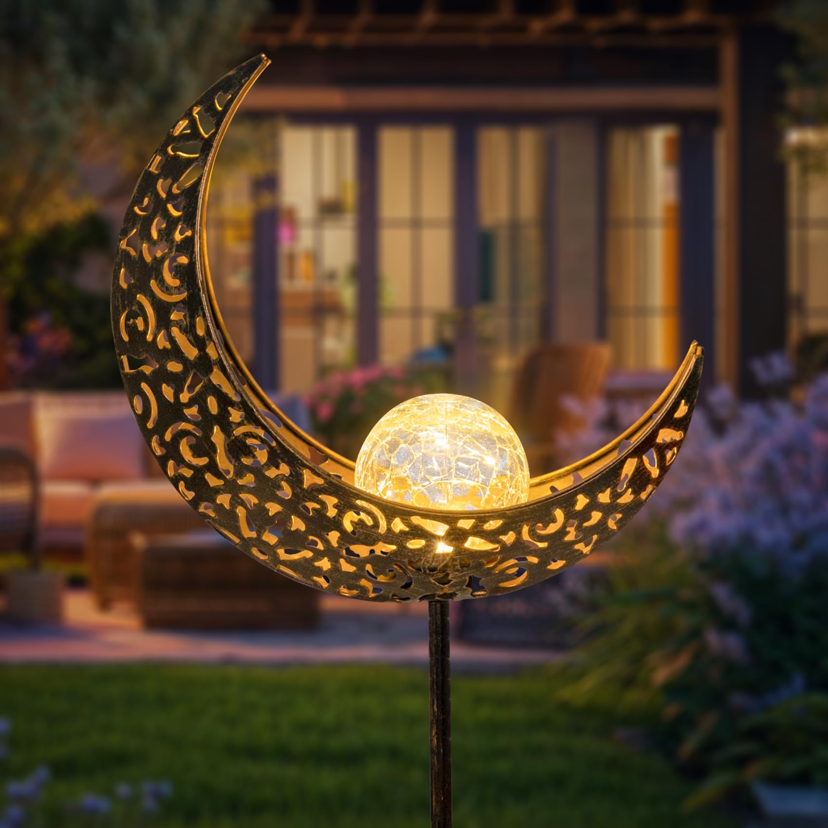 HOMEIMPRO Moon Solar Lights Outdoor Garden Stakes