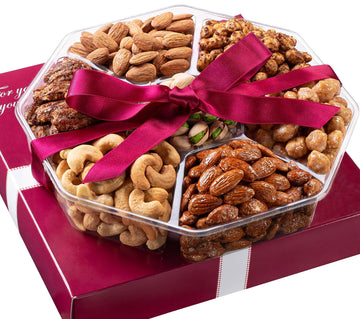 Holiday Christmas Nuts Gift Basket - Assortment Of Sweet & Roasted Salted Gourmet Nuts